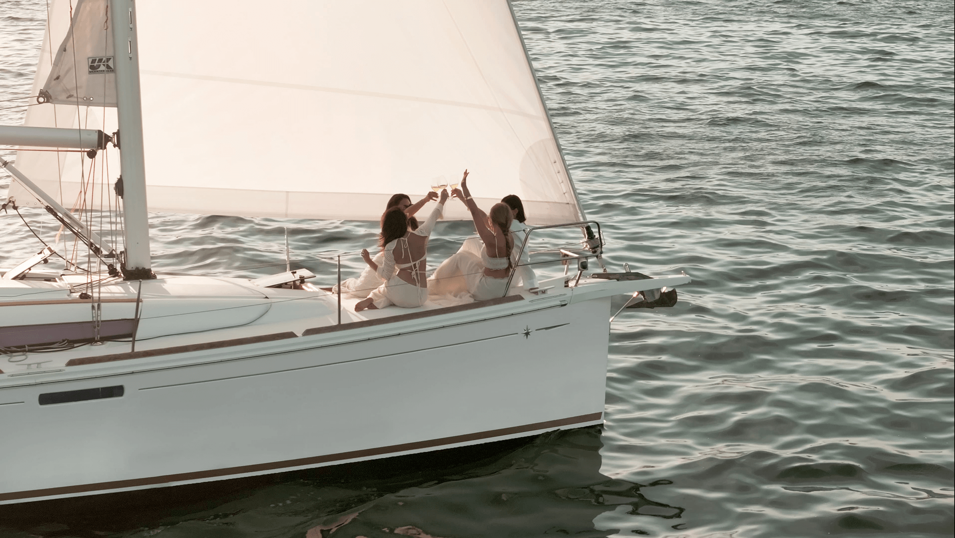 The Wine Voyage sailboat under sail on Biscayne Bay